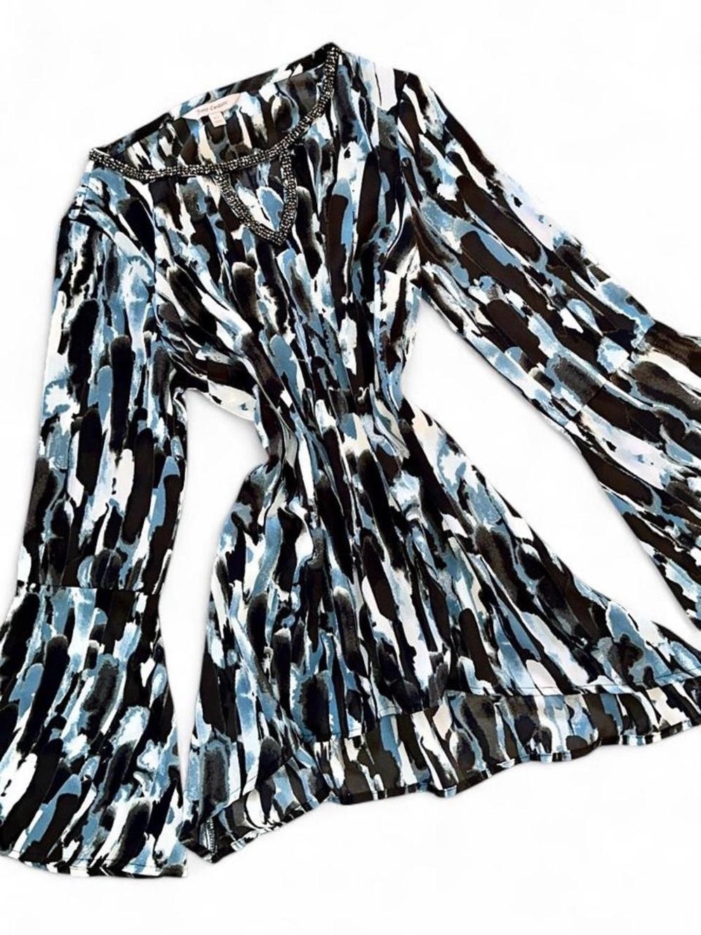 Vintage Y2K Juicy Couture Rhinestone Bell Sleeve Tunic Top 💙